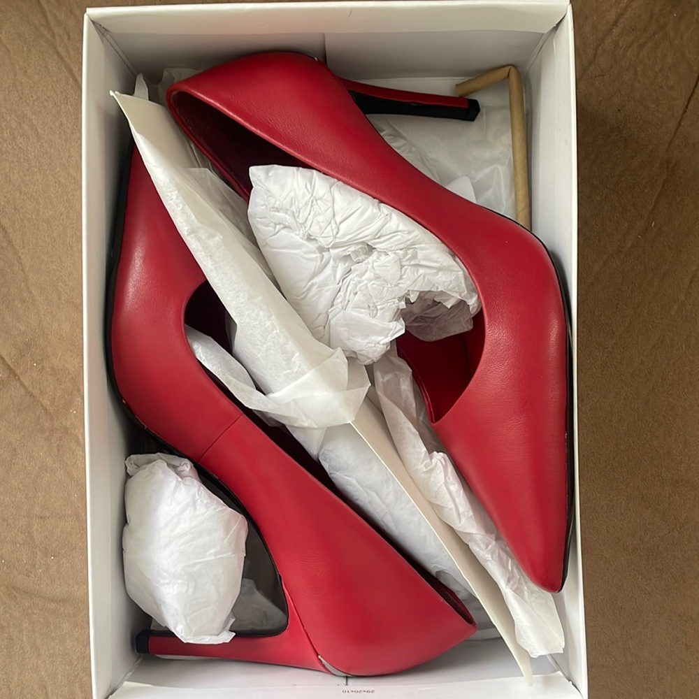 BRAND NEW, red Calvin Klein heels